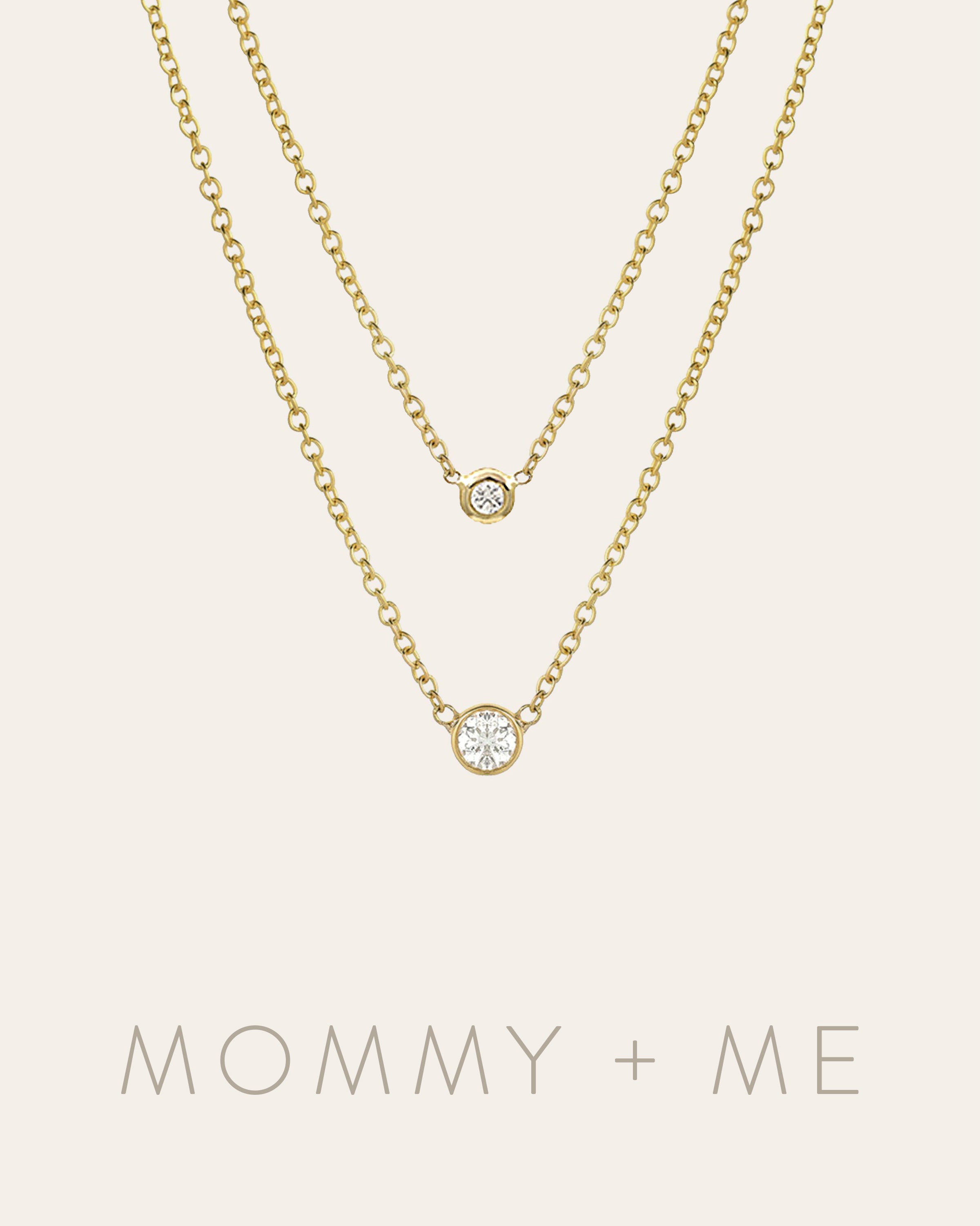 Bezel Diamond Necklace - Mommy + Me Zoe Lev Jewelry