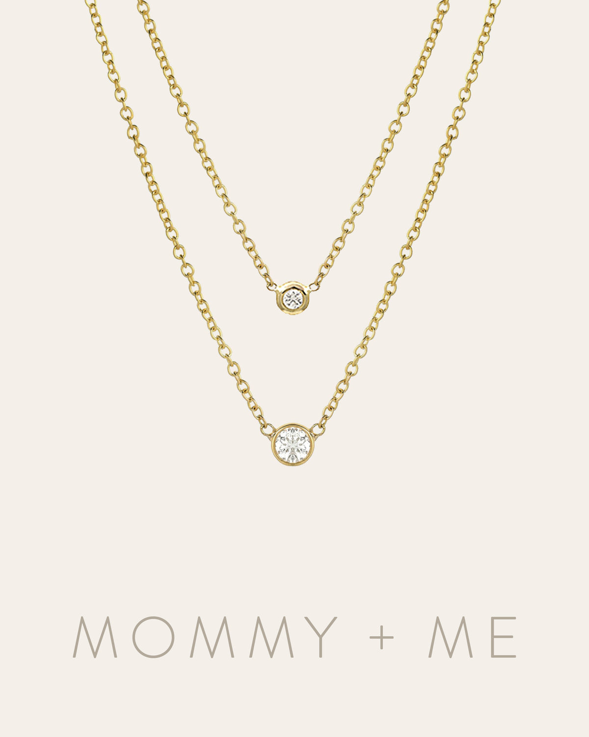 Bezel Diamond Necklace - Mommy + Me