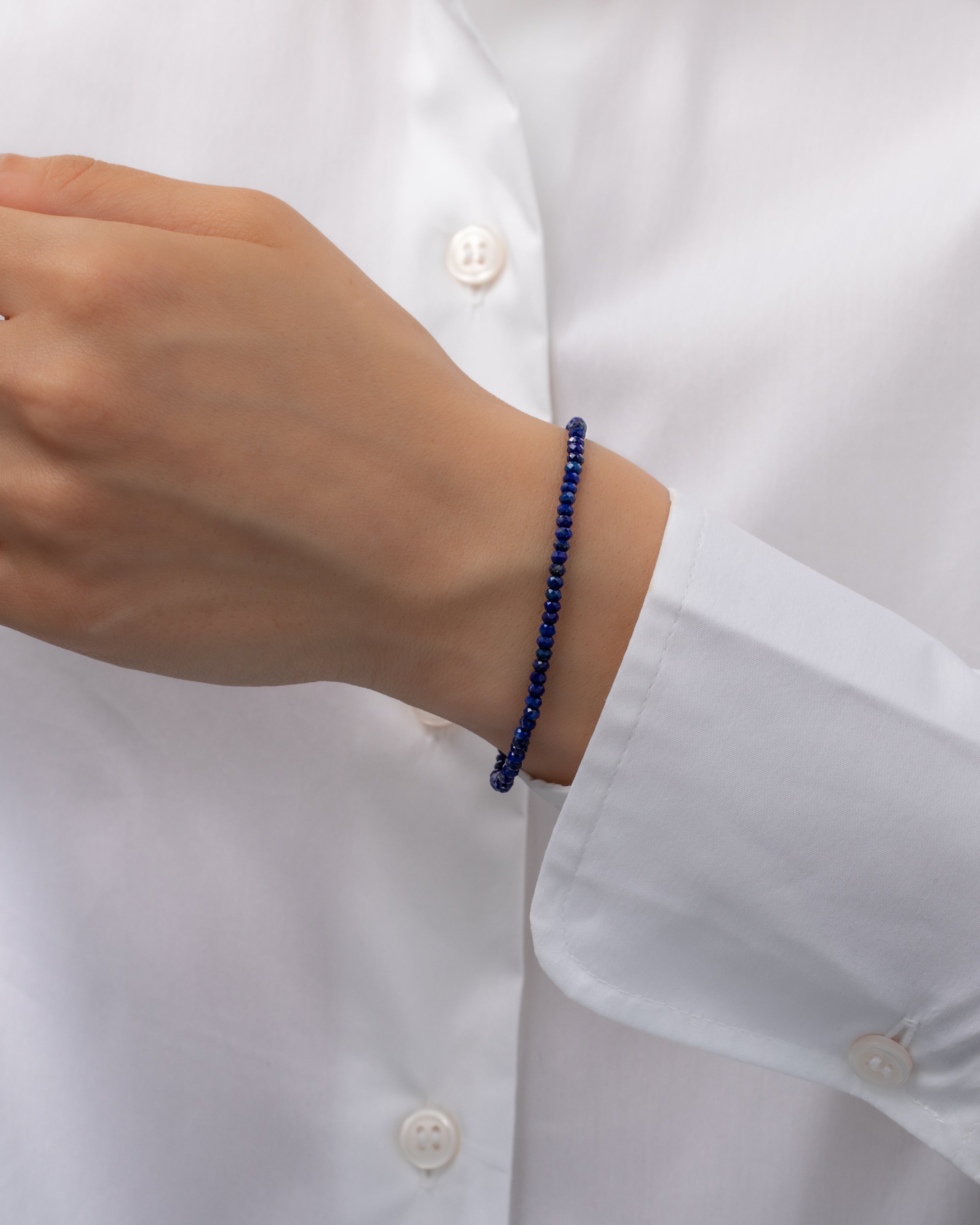 Blue Lapis Beaded Bracelet -6.5"-7" adjustable SAMPLE SALE Zoe Lev Jewelry