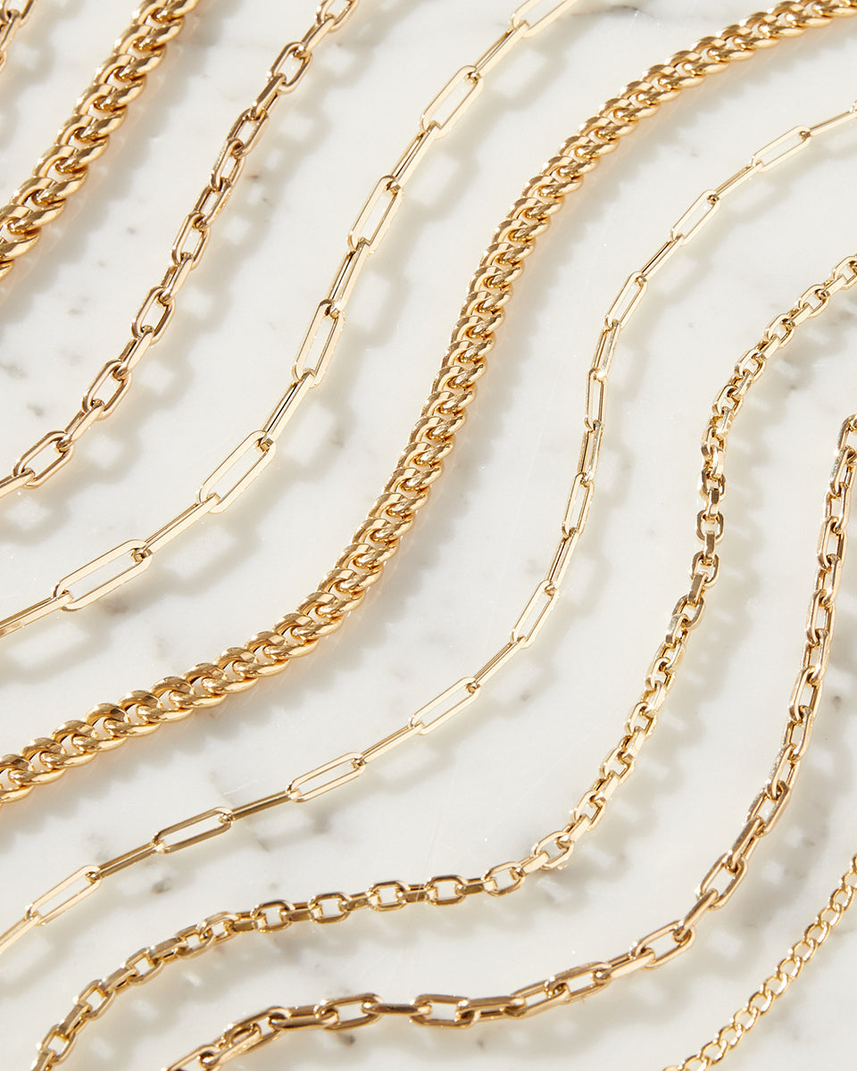 14k Gold Large Curb Link Chain Necklace – Zoe Lev Jewelry