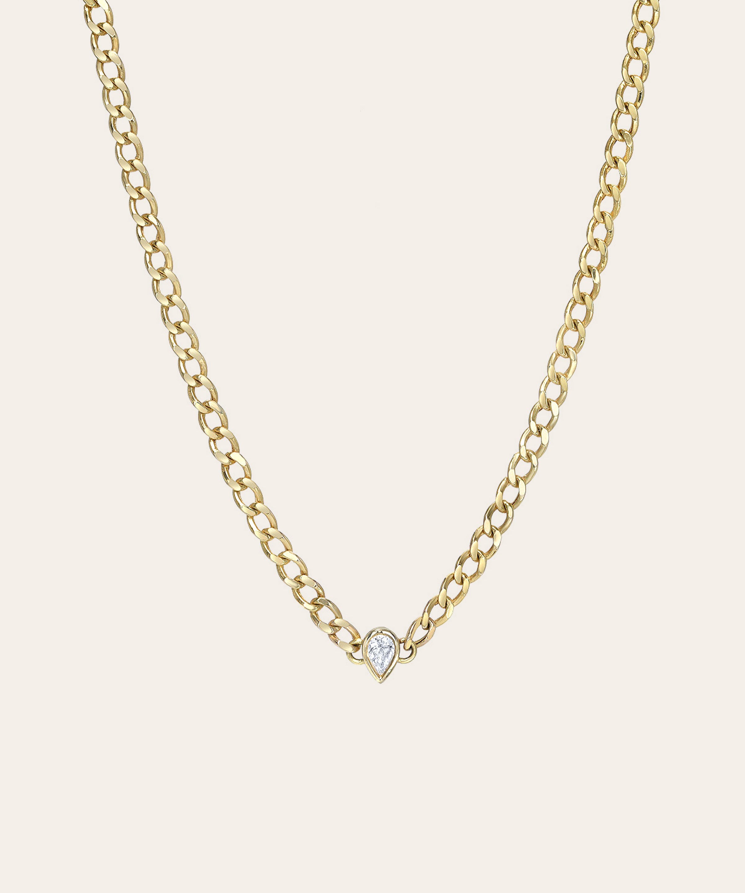 Cuban Link Pear Diamond Choker Zoe Lev Jewelry