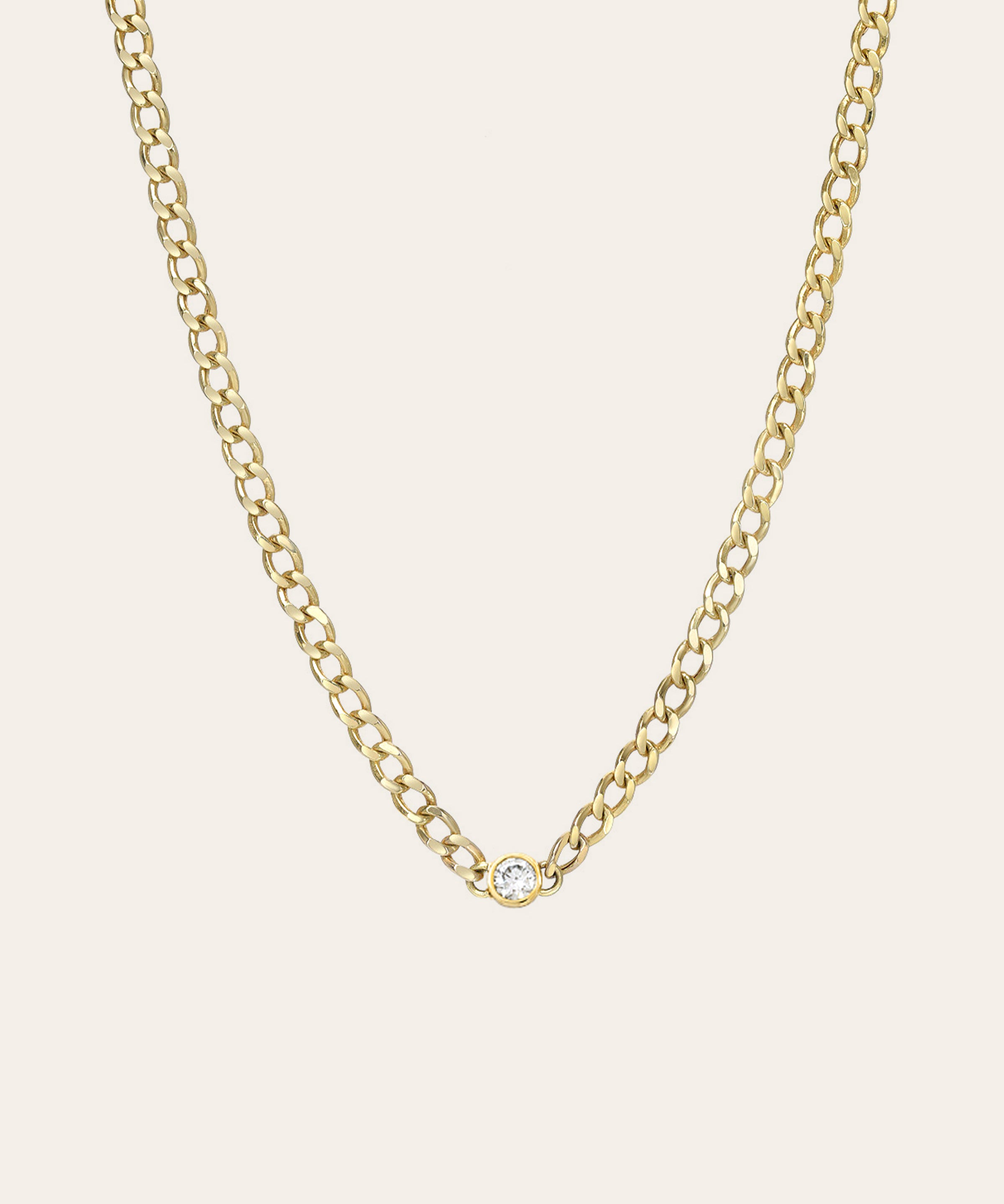 Cuban Link Bezel Diamond Choker Zoe Lev Jewelry