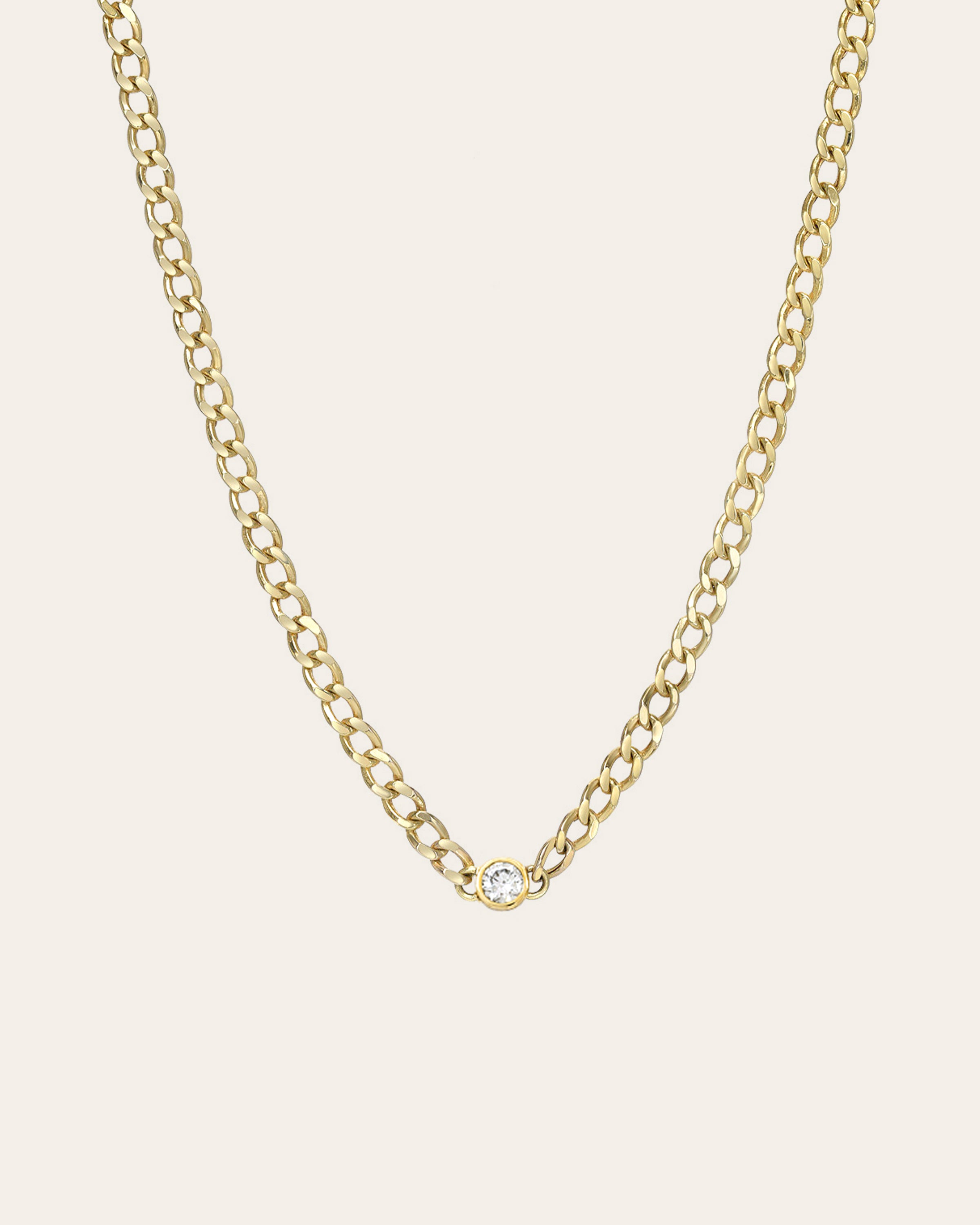 Cuban Link Bezel Diamond Choker Zoe Lev Jewelry