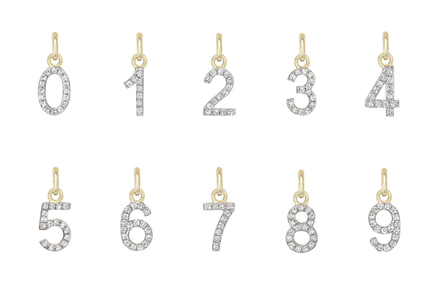 Diamond number pendants Clearance