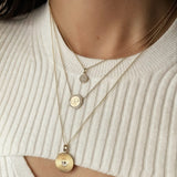 14K Gold Pleated Disc with Diamond Pendant Zoe Lev Jewelry