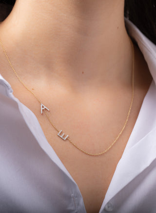 Diamond Asymmetrical Multiple Initials Necklace