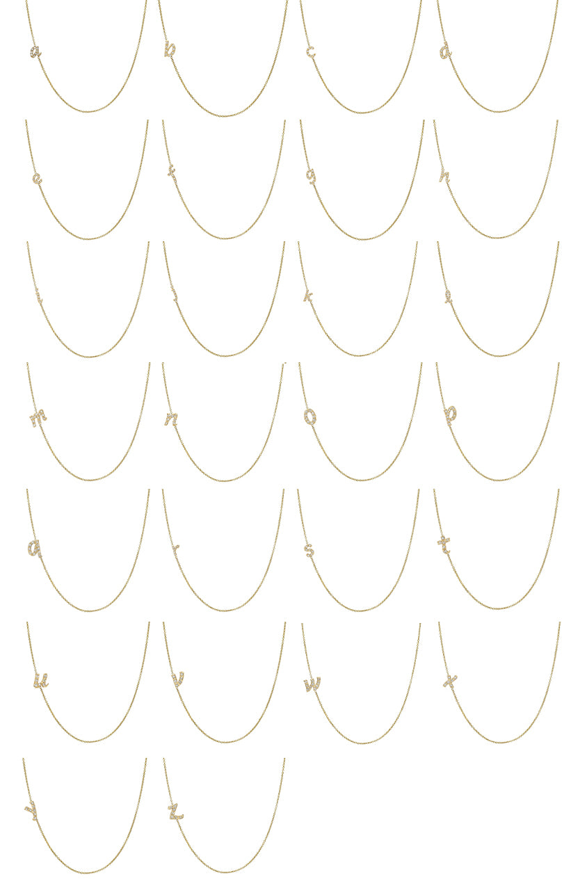 Mini Diamond Asymmetrical Script Initial Necklace Personalized Zoe Lev Jewelry