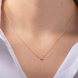 Diamond Baguette Prongs Necklace SAMPLE SALE Zoe Lev Jewelry