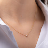 Diamond Baguette Prongs Necklace SAMPLE SALE Zoe Lev Jewelry