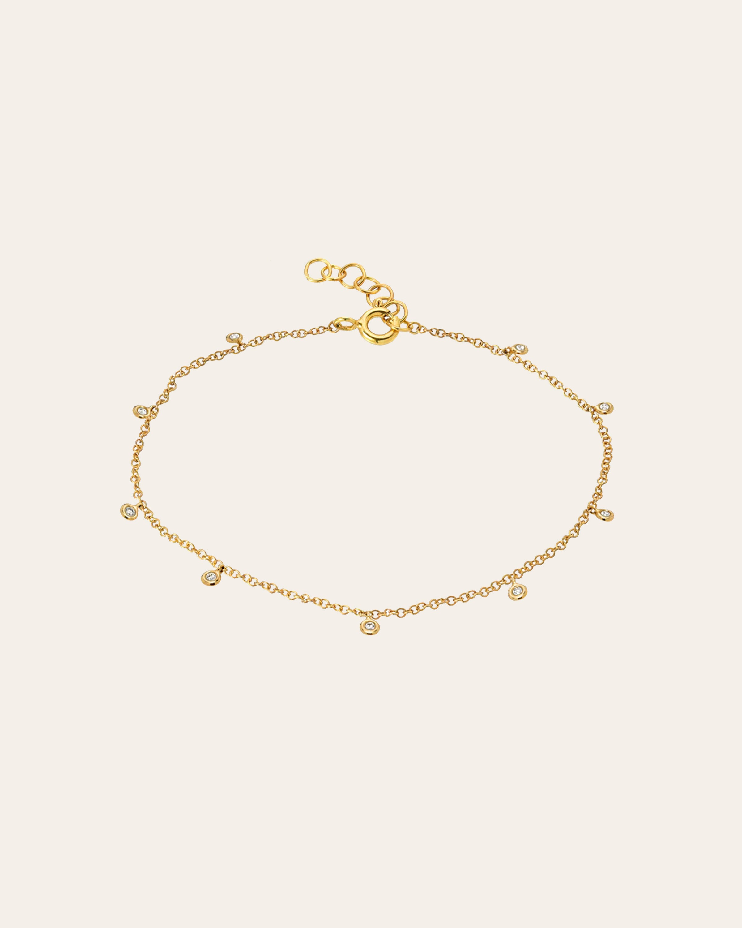 14k Gold Drop Bezel Anklet Zoe Lev Jewelry