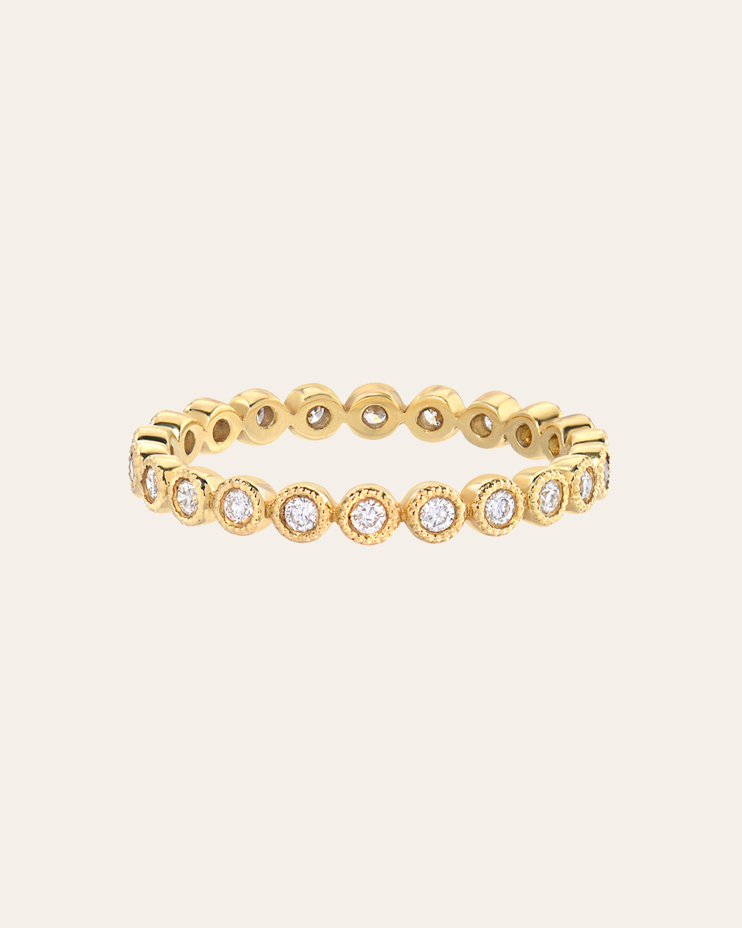 14k Yellow Gold Diamond Bezel Eternity Band SAMPLE SALE Zoe Lev Jewelry