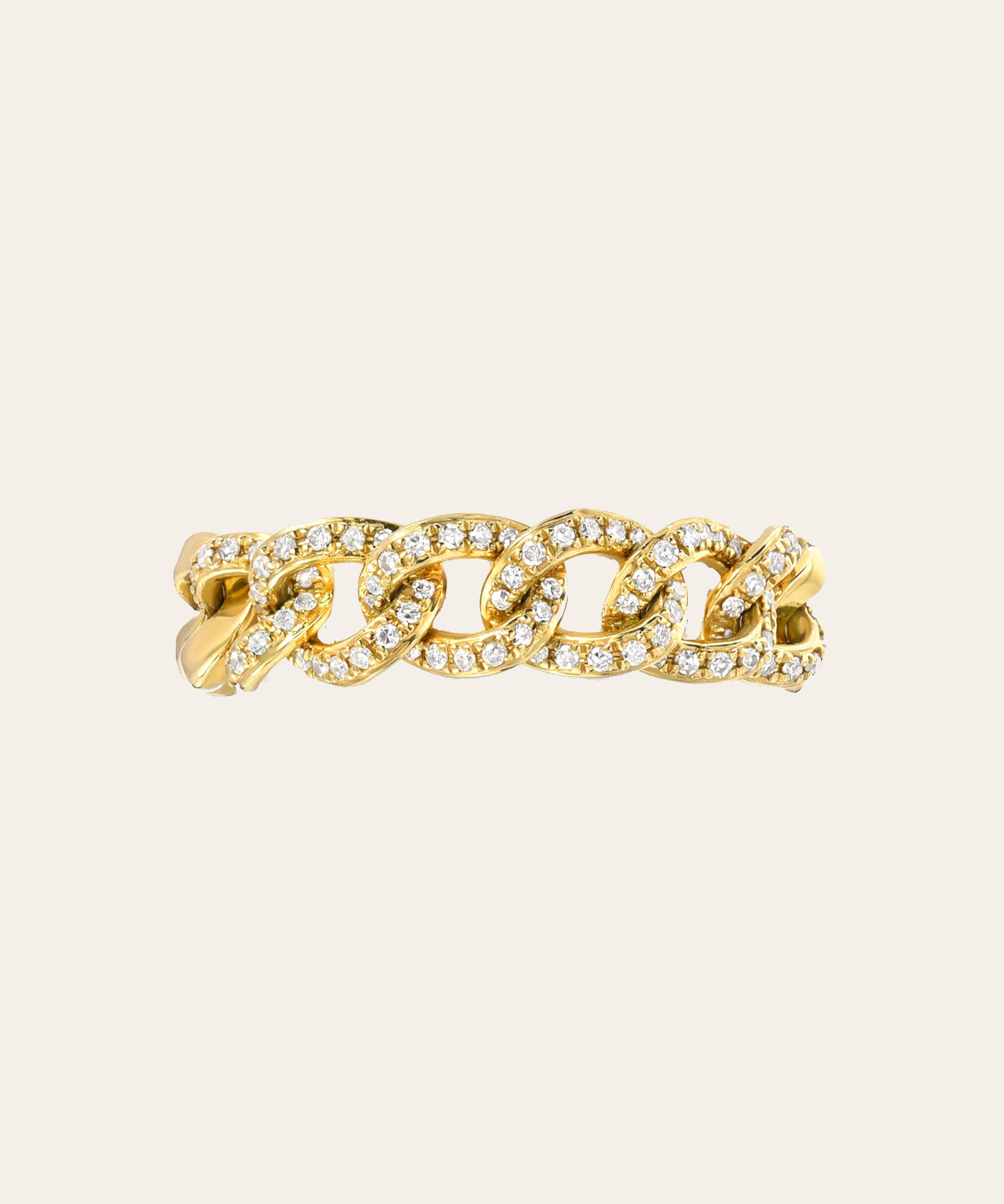 Diamond Cuban Link Ring SAMPLE SALE Zoe Lev Jewelry