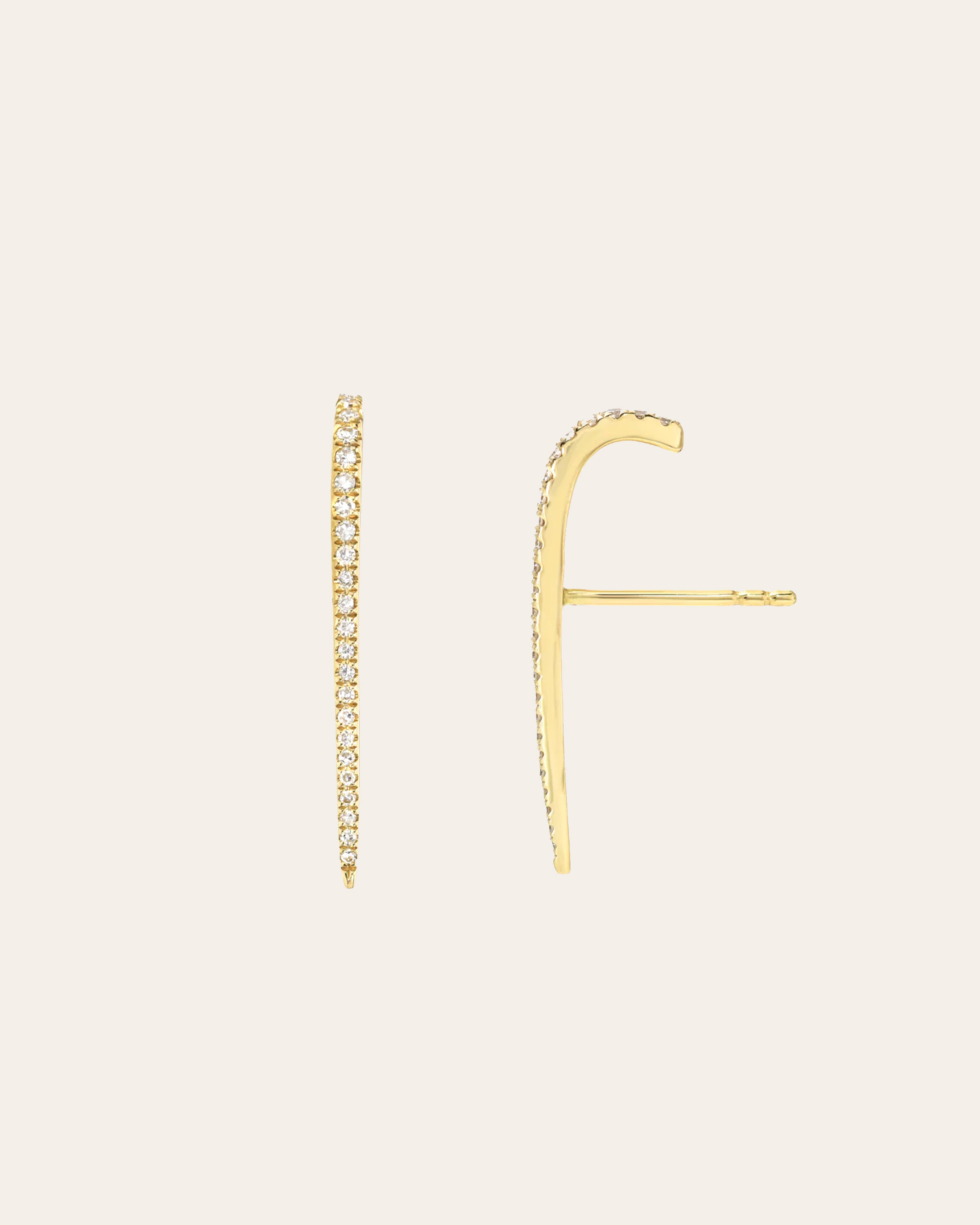 Diamond Curved Bar Stud Earrings Zoe Lev Jewelry