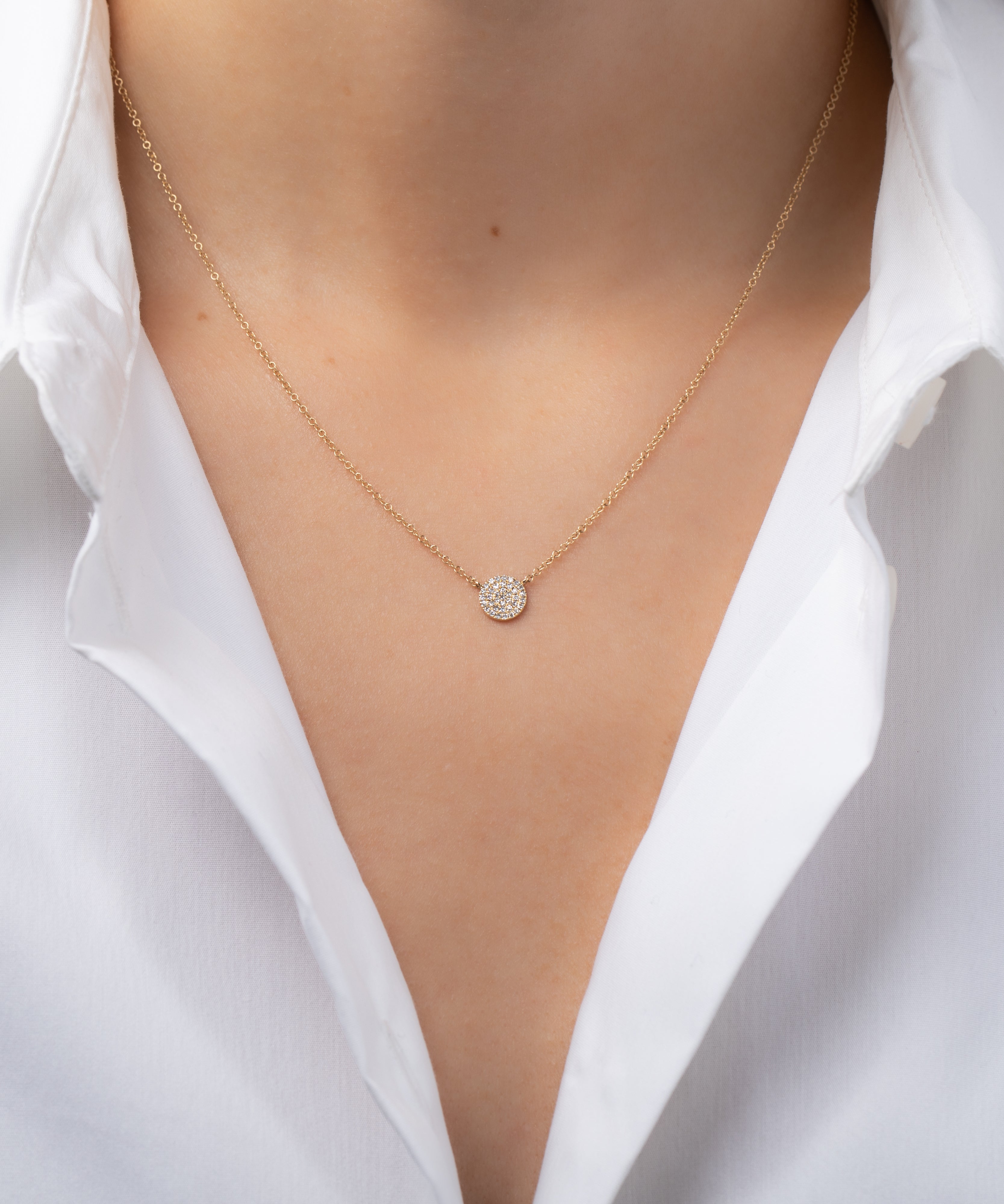 Diamond Disc Necklace Zoe Lev Jewelry