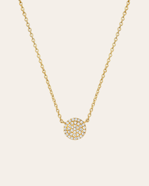 Pave diamond hot sale disc necklace