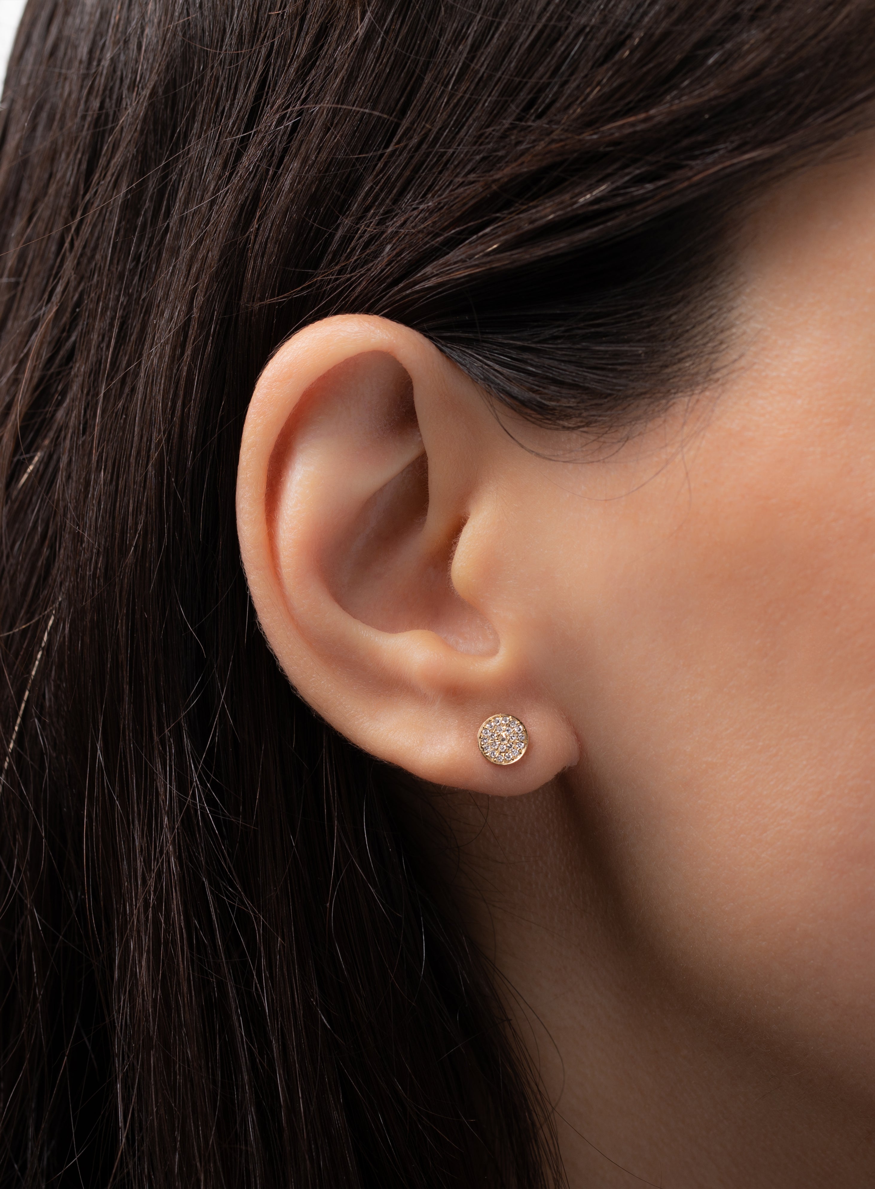 Diamond Disc Stud Earrings Zoe Lev Jewelry
