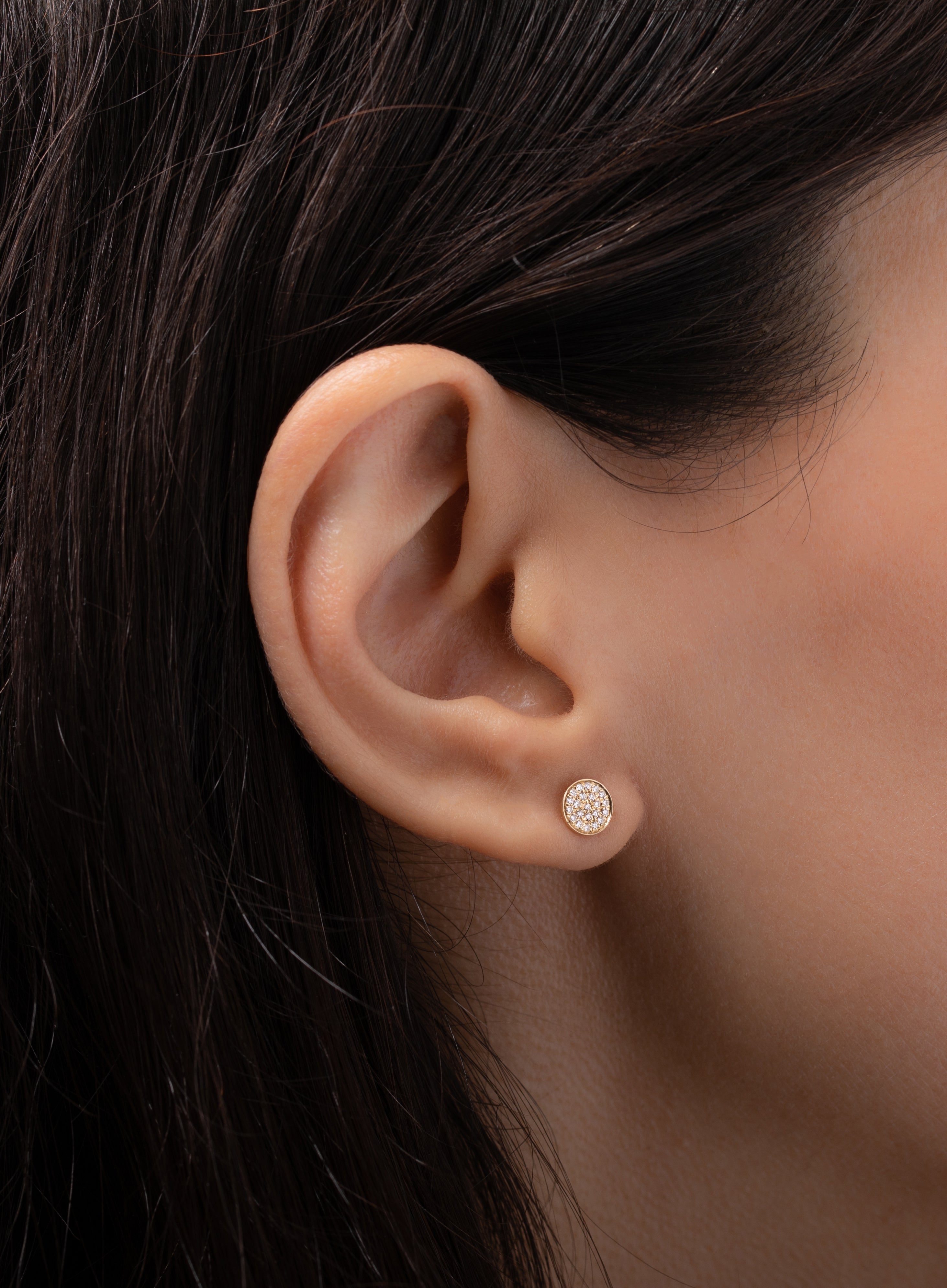 Diamond Disc Stud Earrings Zoe Lev Jewelry