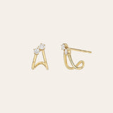 Diamond Duo Half Huggie Earrings SAMPLE SALE Zoe Lev Jewelry