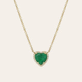Diamond Emerald Heart Necklace SAMPLE SALE Zoe Lev Jewelry