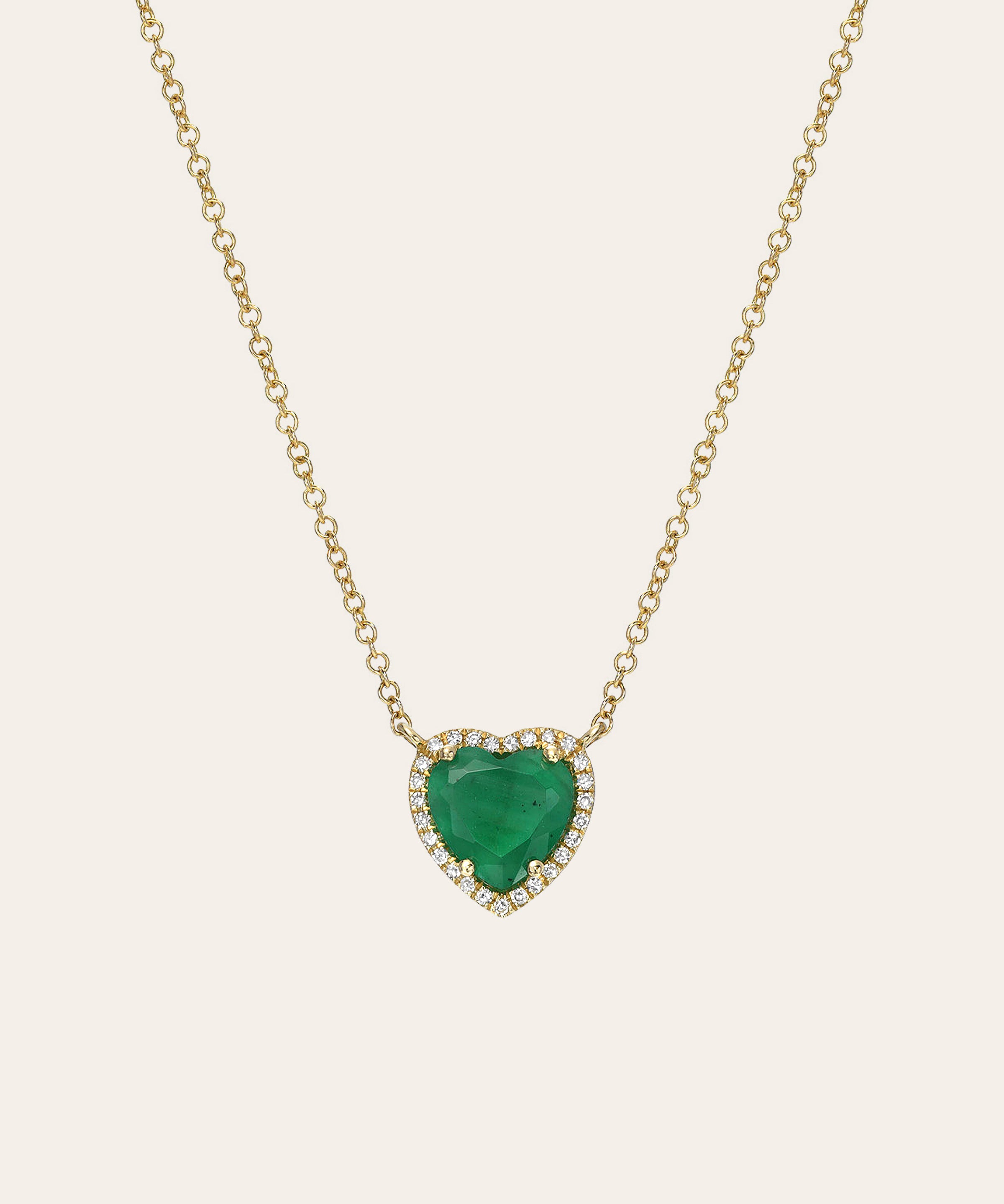 Diamond Emerald Heart Necklace SAMPLE SALE Zoe Lev Jewelry
