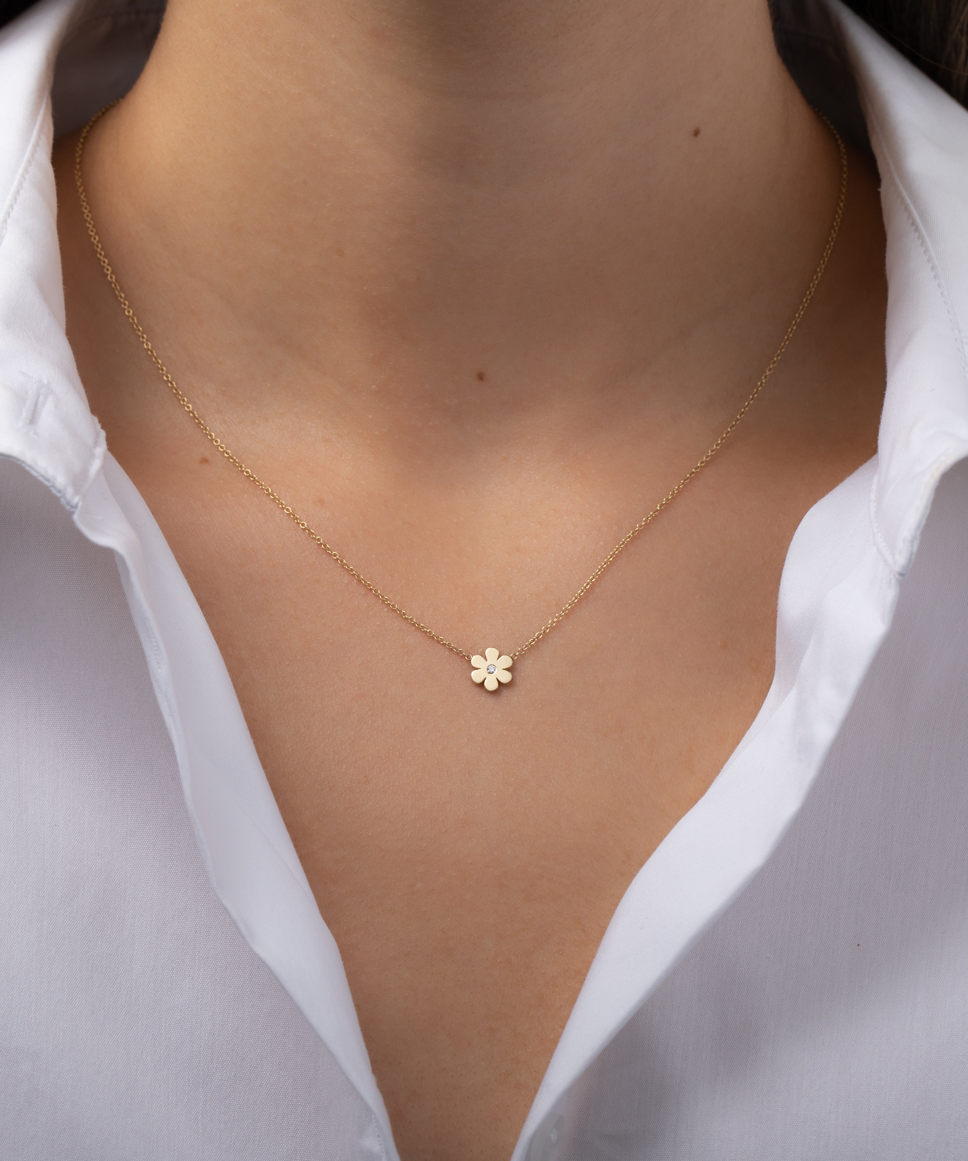 Diamond Flower Necklace Zoe Lev Jewelry