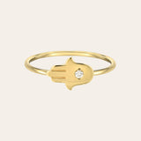 14k Gold Diamond Hamsa Ring Zoe Lev Jewelry