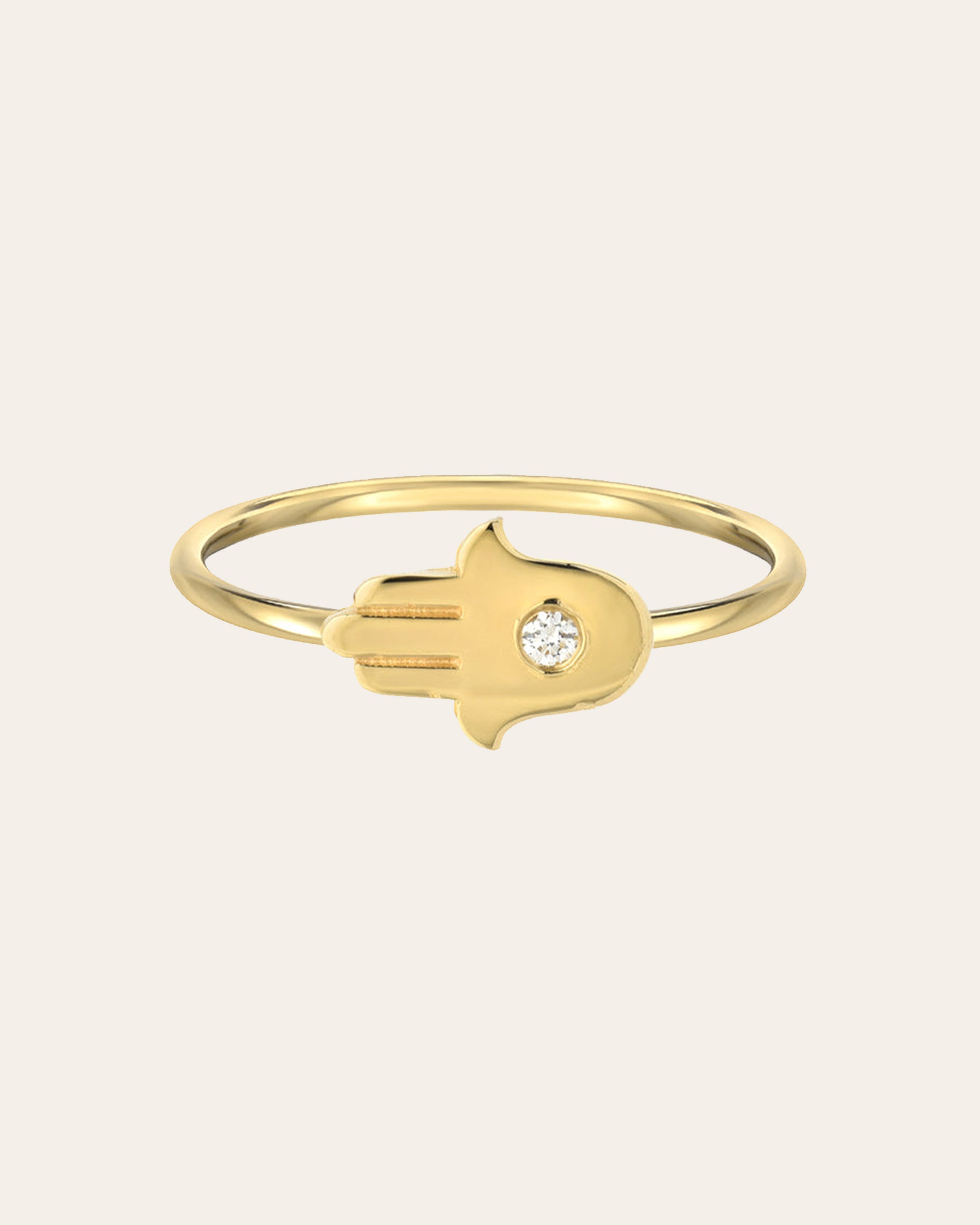 14k Gold Diamond Hamsa Ring Zoe Lev Jewelry