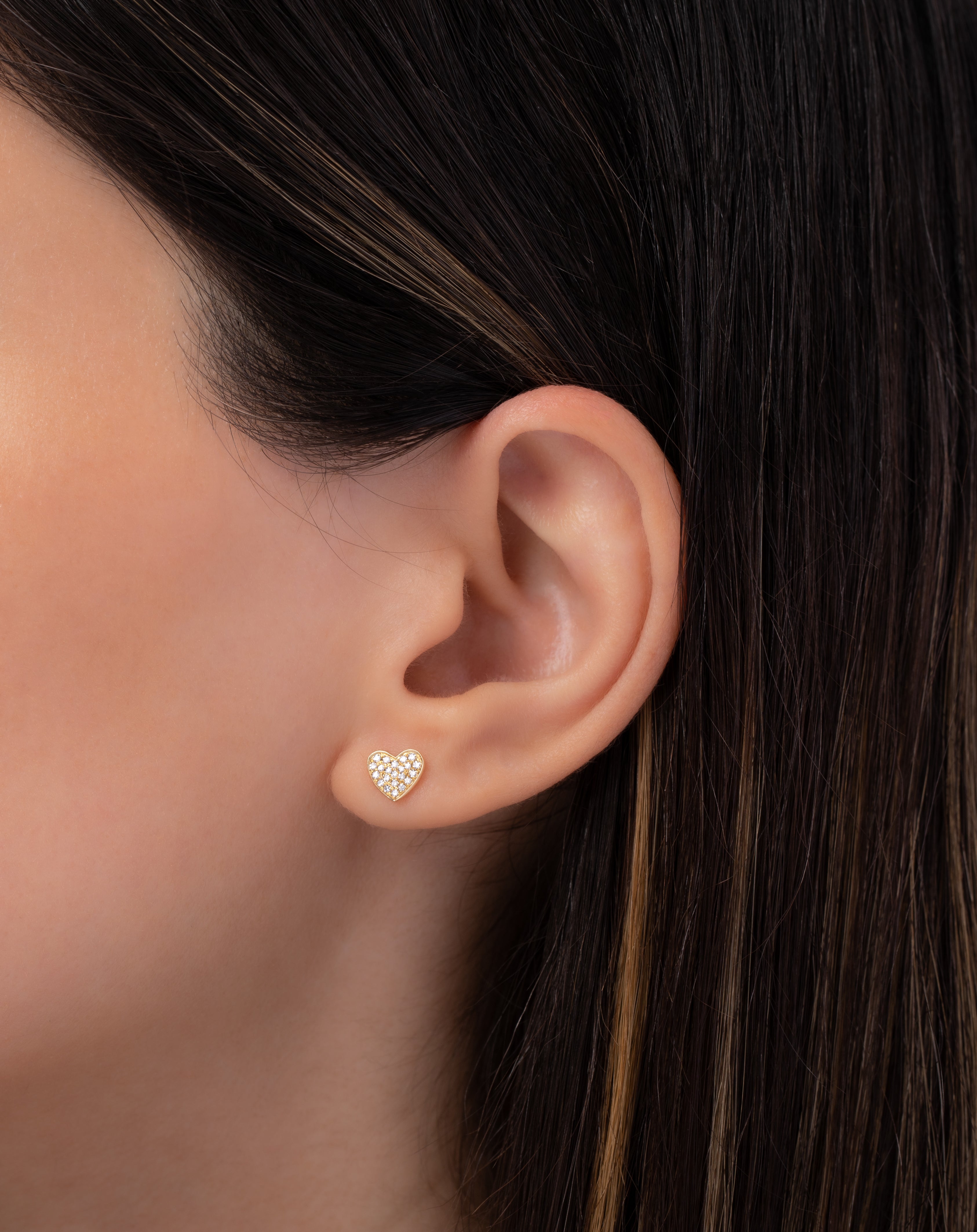 Diamond Heart Stud Earrings Zoe Lev Jewelry