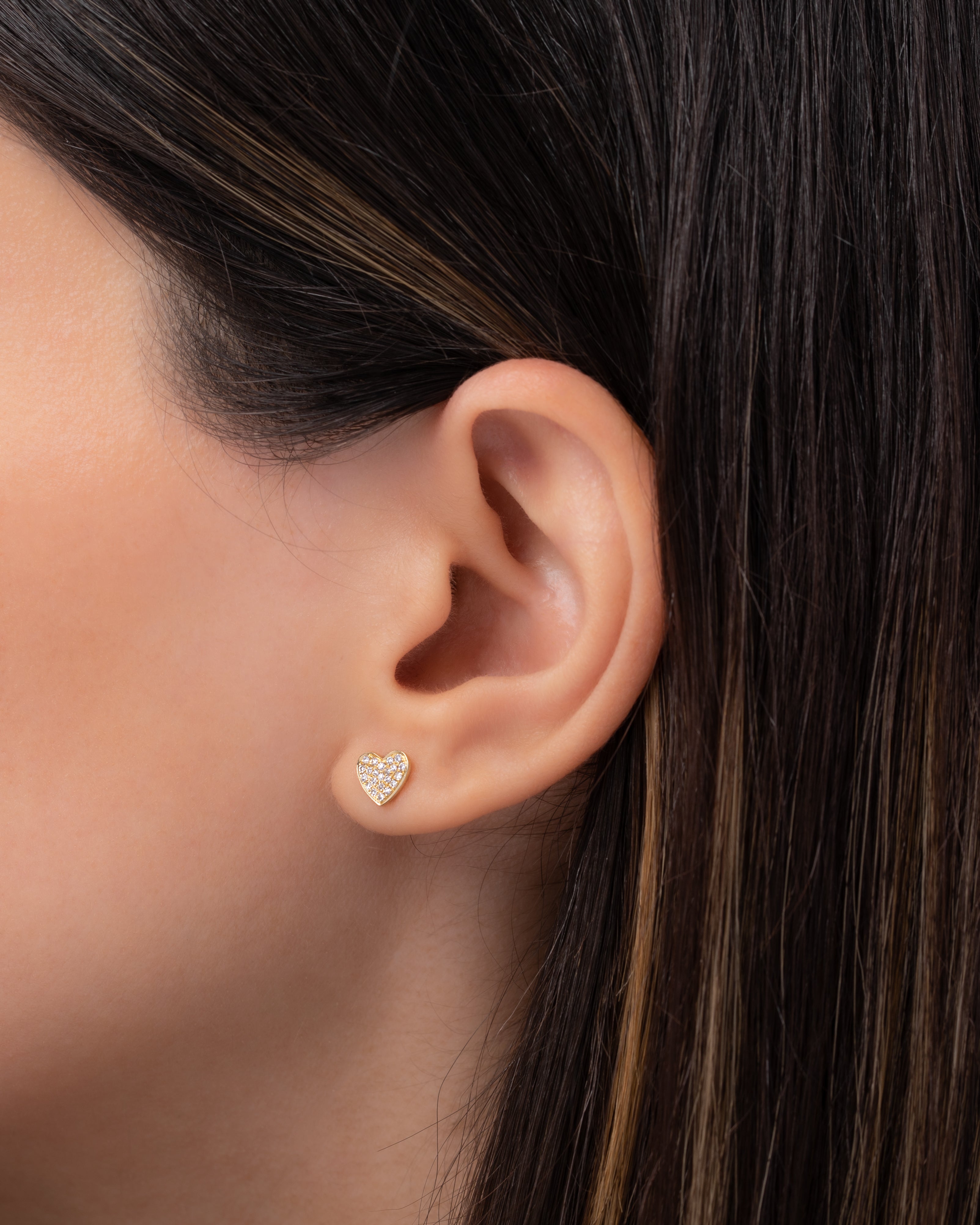 Diamond Heart Stud Earrings Zoe Lev Jewelry