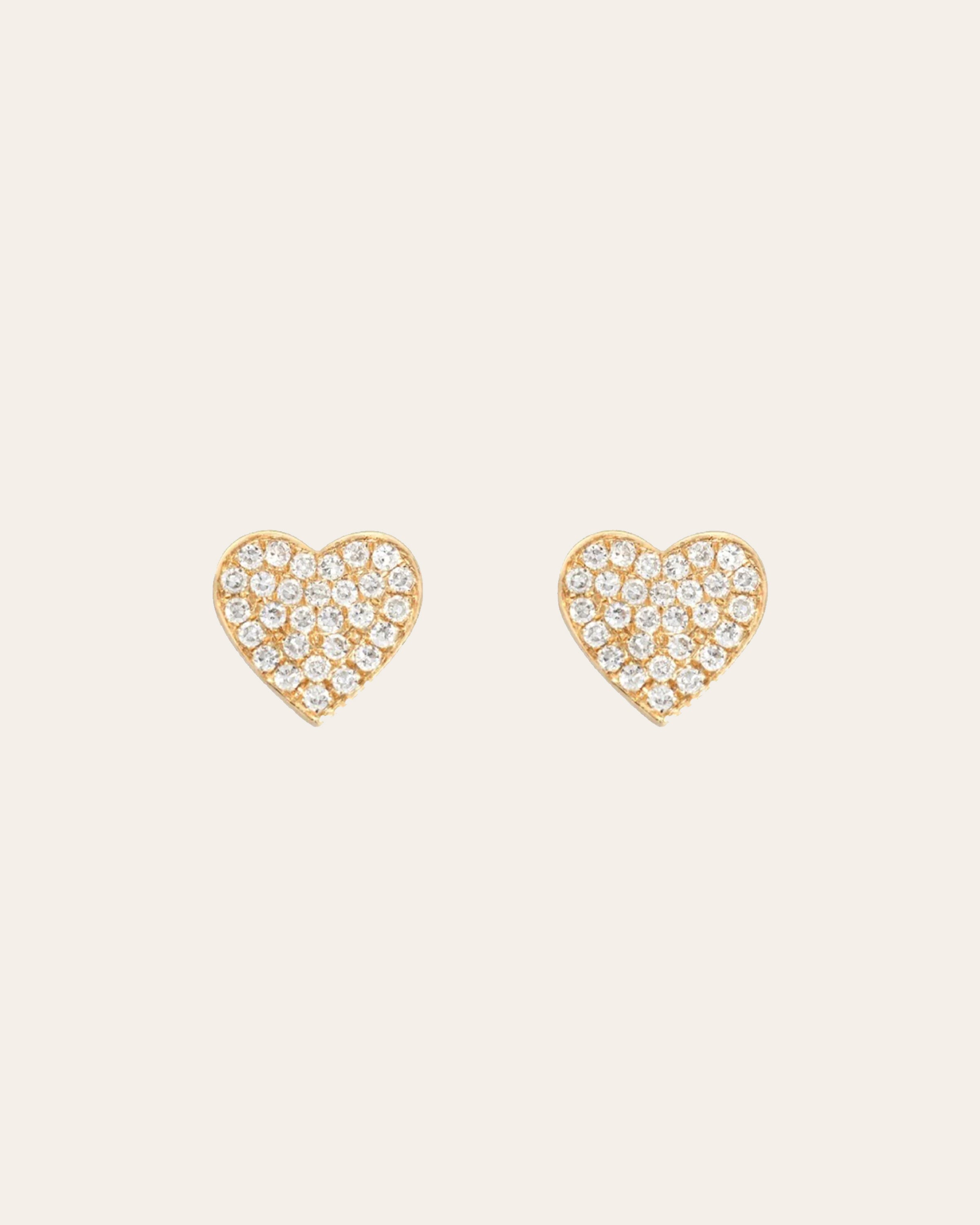 Diamond Heart Stud Earrings Zoe Lev Jewelry