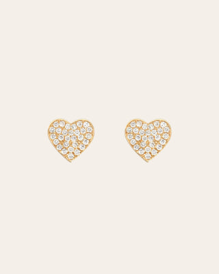 Diamond Heart Stud Earrings