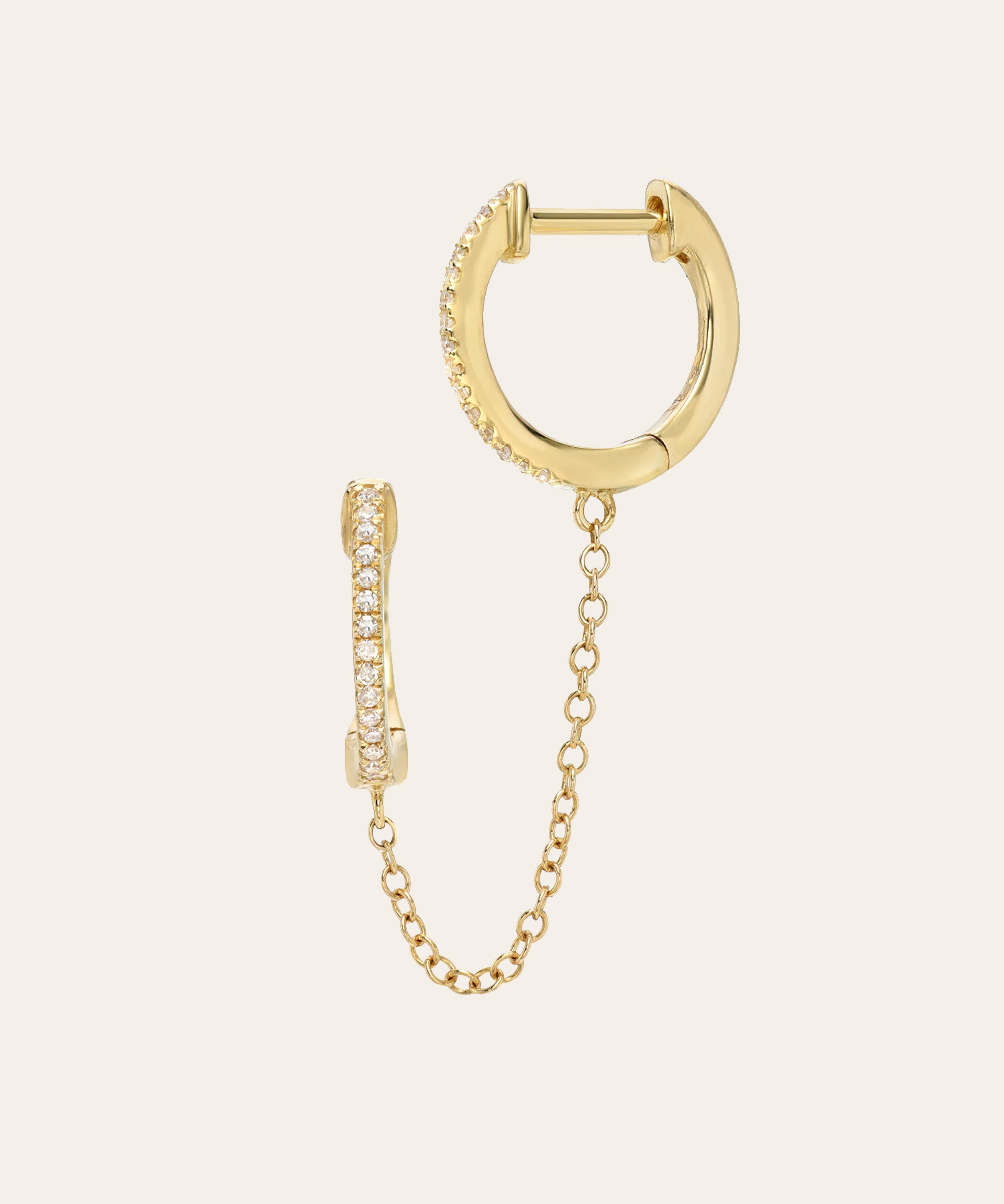 Diamond Huggie Chain Earrings Hoops & Huggies Zoe Lev Jewelry