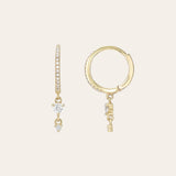 Diamond Huggie Earrings with Drop Duo Hoops & Huggies Zoe Lev Jewelry