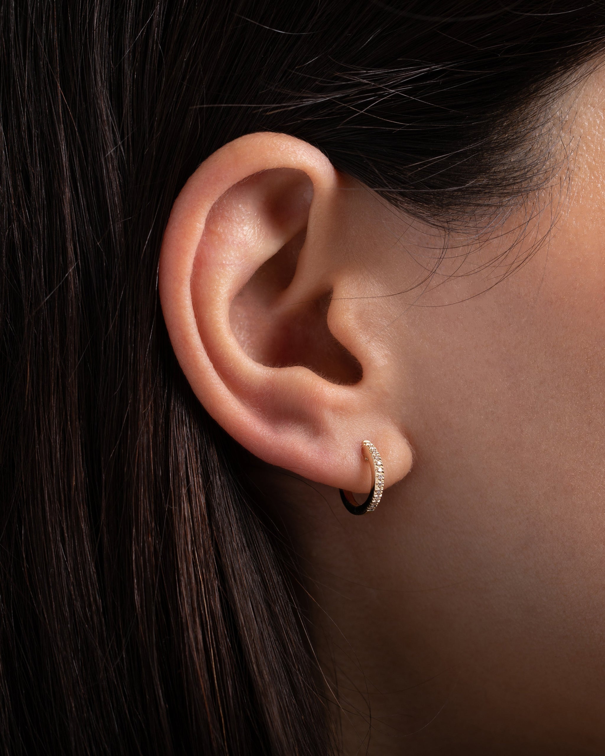 Diamond gold huggie earrings Clearance