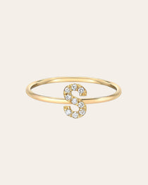 Diamond Initial Ring Personalized Zoe Lev Jewelry