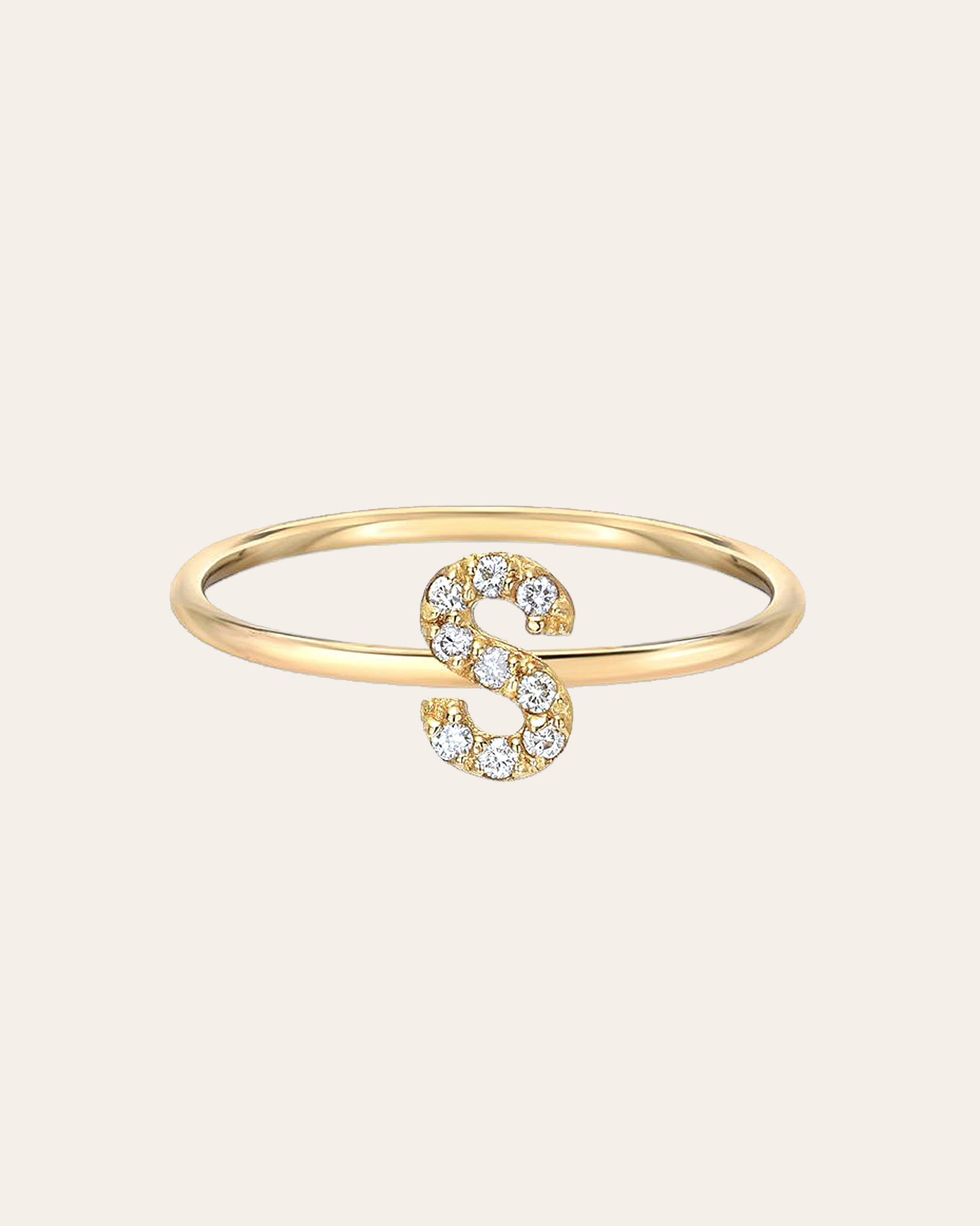 Gold New Design Stone S Letter Ring