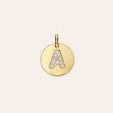 Diamond Initial Small Disc Pendant Personalized Zoe Lev Jewelry