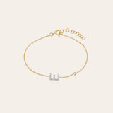 Diamond Initial & Bezel Bracelet Personalized Zoe Lev Jewelry
