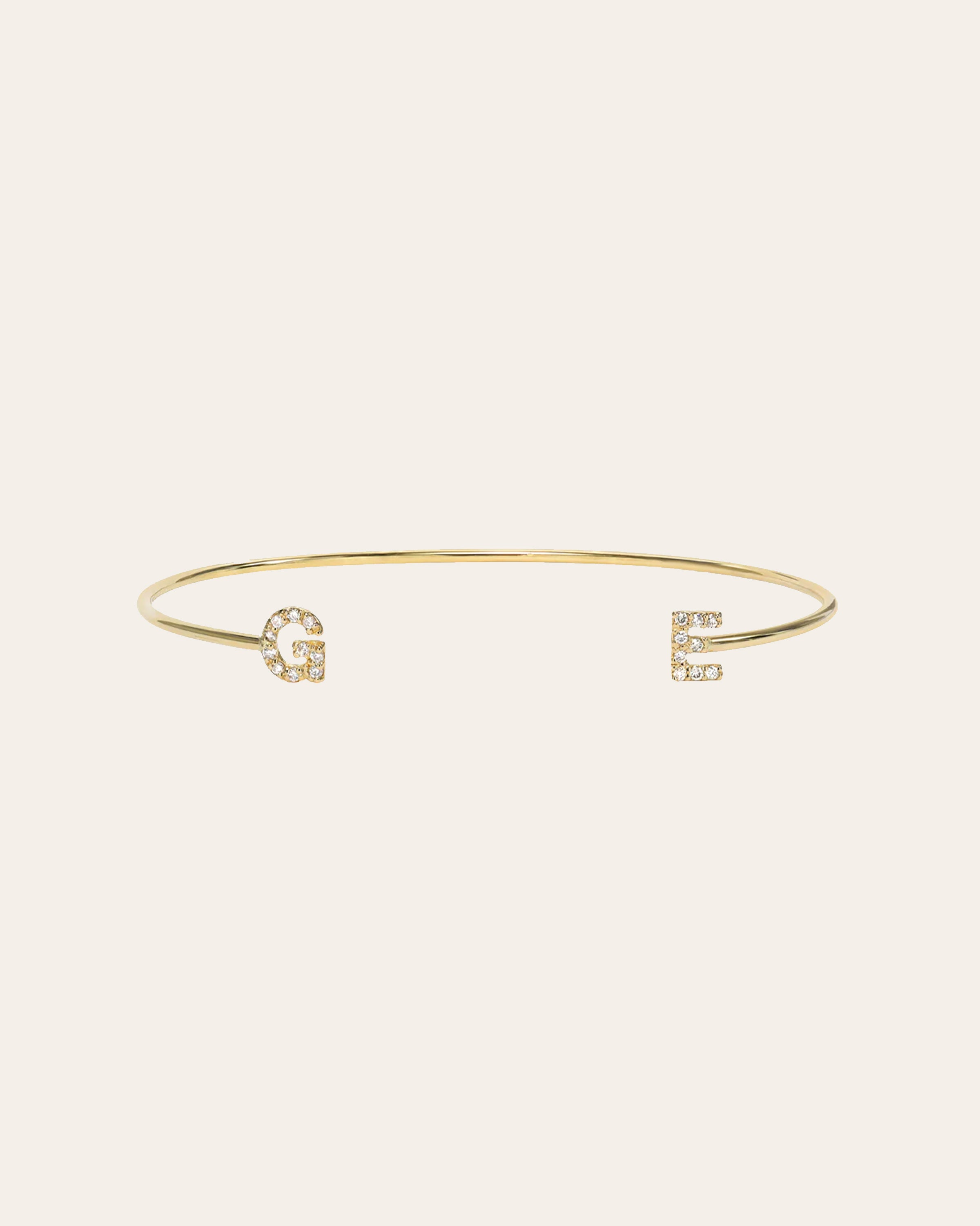 Diamond Initials Cuff Bracelet Personalized Zoe Lev Jewelry