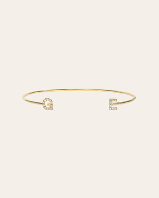 Diamond Initials Cuff Bracelet