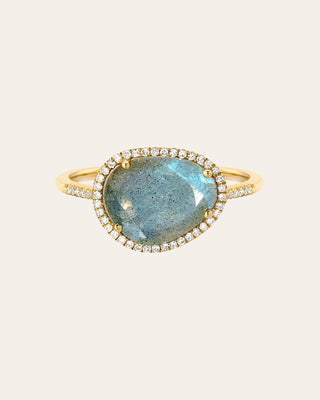 Diamond Labradorite Ring