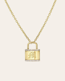 Diamond Lock Necklace Personalized Zoe Lev Jewelry