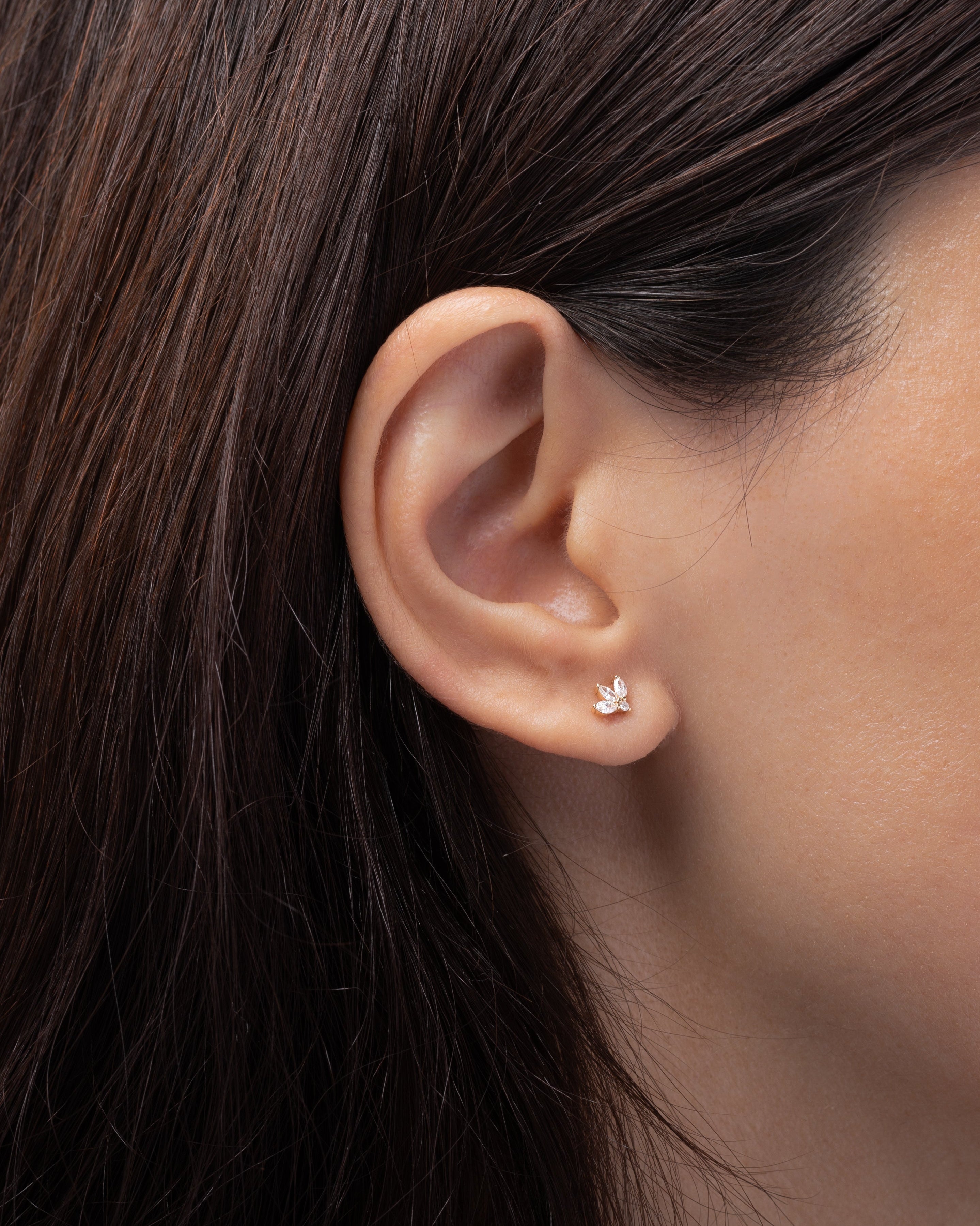 Diamond Lotus Stud Earrings Zoe Lev Jewelry