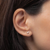 Diamond Lotus Stud Earrings Zoe Lev Jewelry