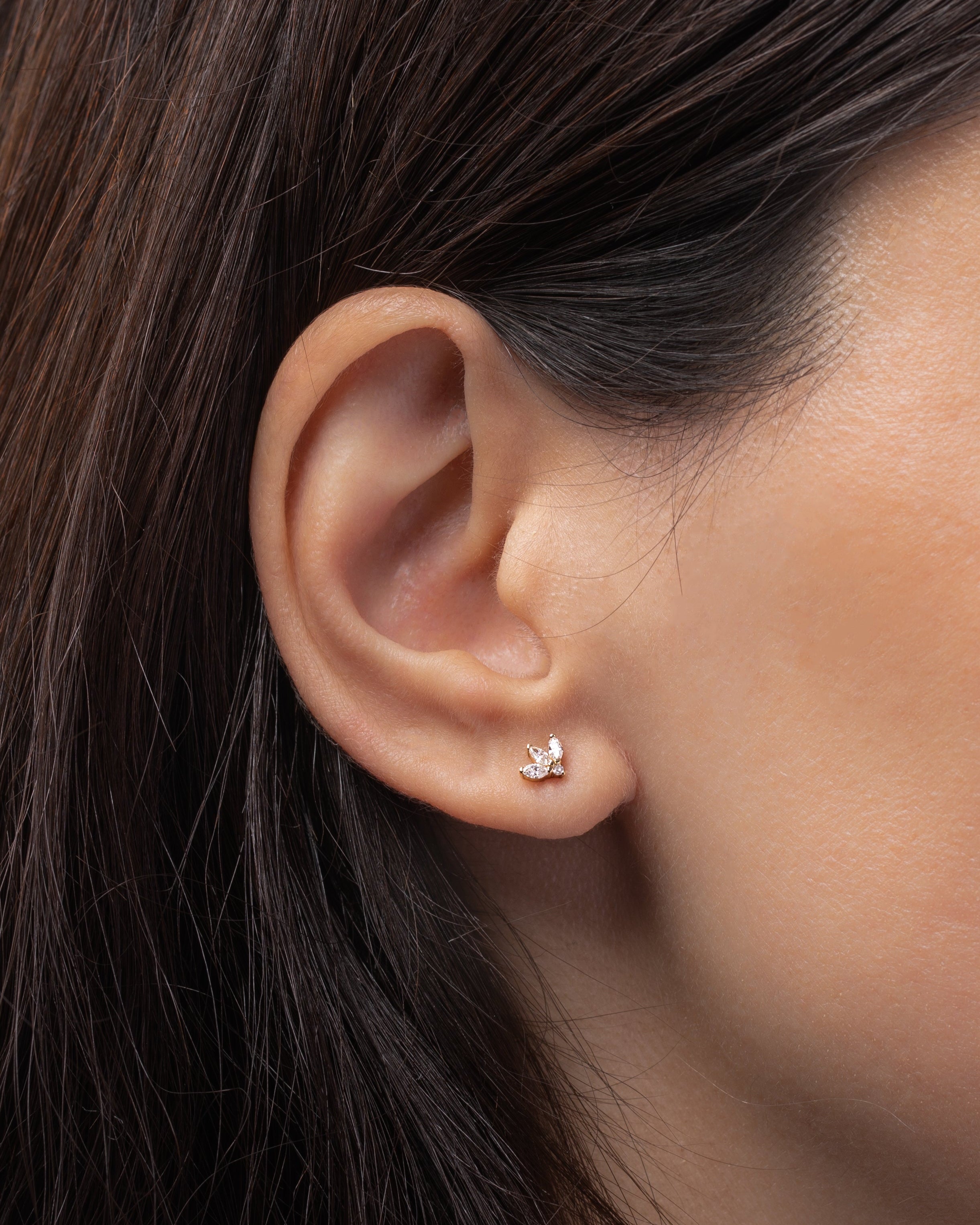 Diamond Lotus Stud Earrings Zoe Lev Jewelry