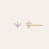 Diamond Lotus Stud Earrings Zoe Lev Jewelry