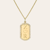 Diamond Mini Dog Tag Necklace Personalized Zoe Lev Jewelry