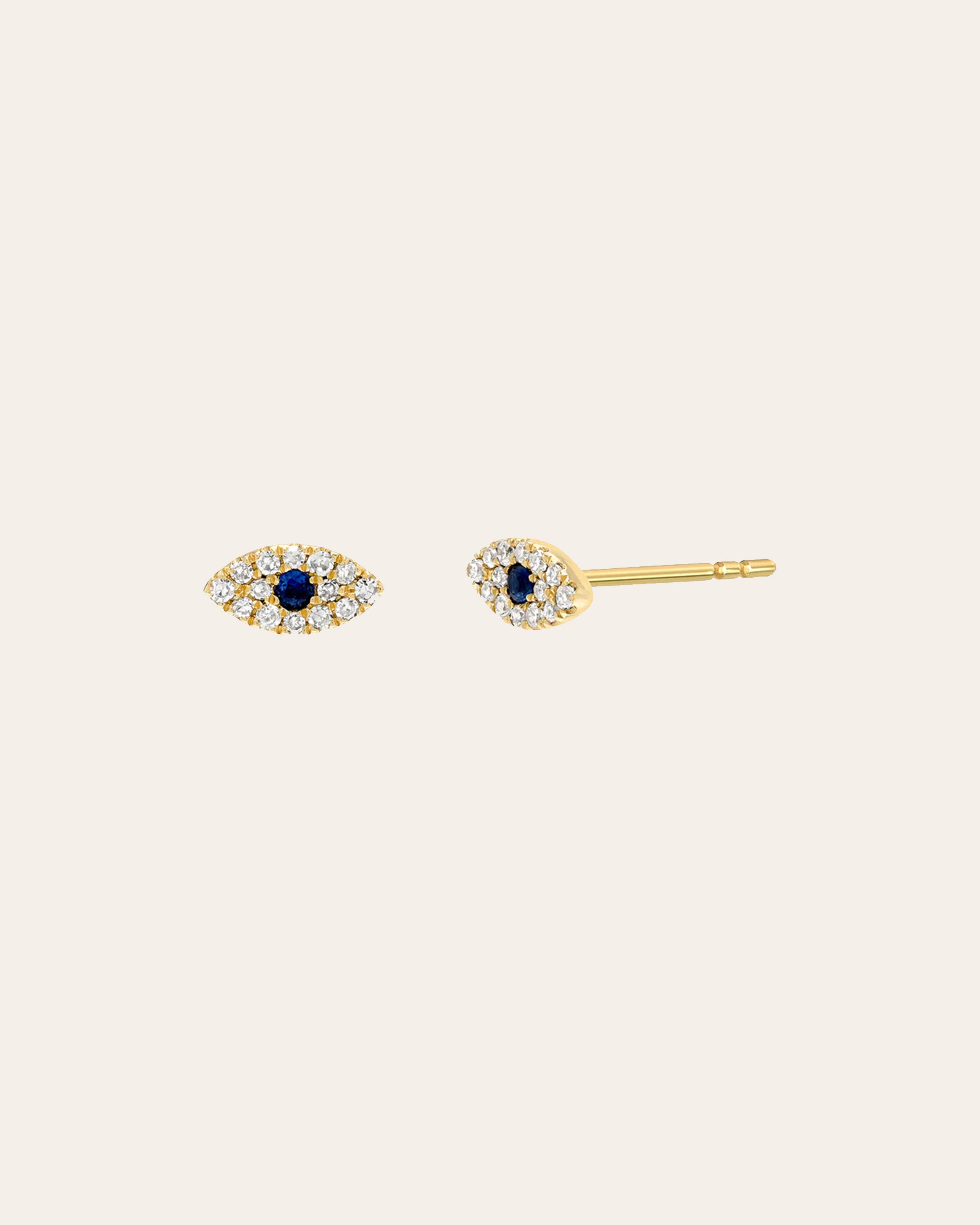 Diamond Mini Evil Eye Stud Earrings Zoe Lev Jewelry