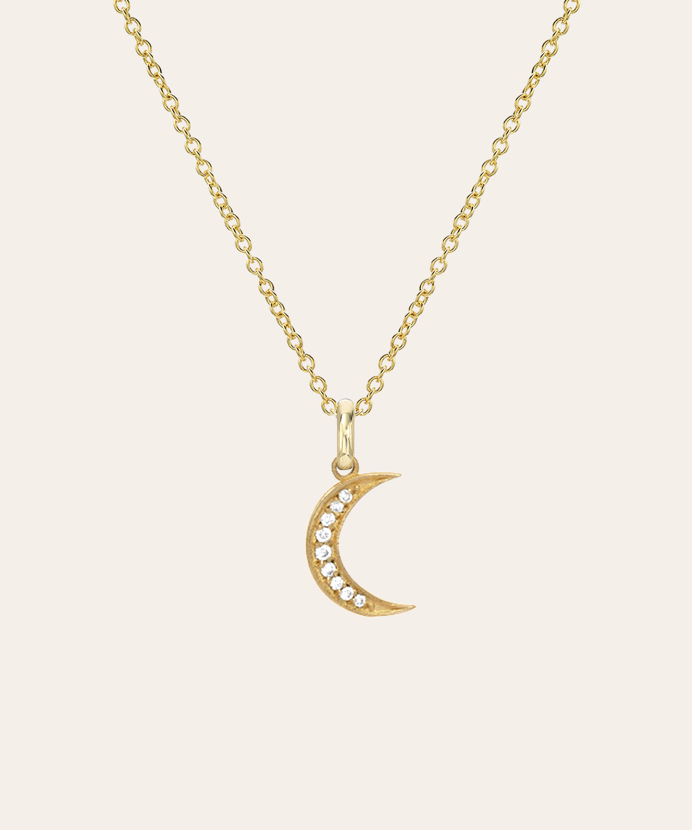 Diamond Moon Necklace Zoe Lev Jewelry