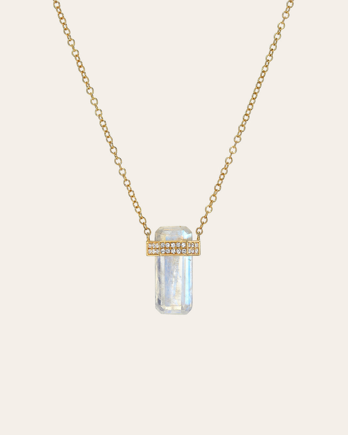 Diamond Moonstone Column Necklace